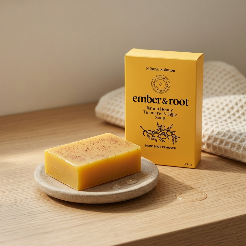 Ember & Root Lemon Honey Turmeric Kojic Soap